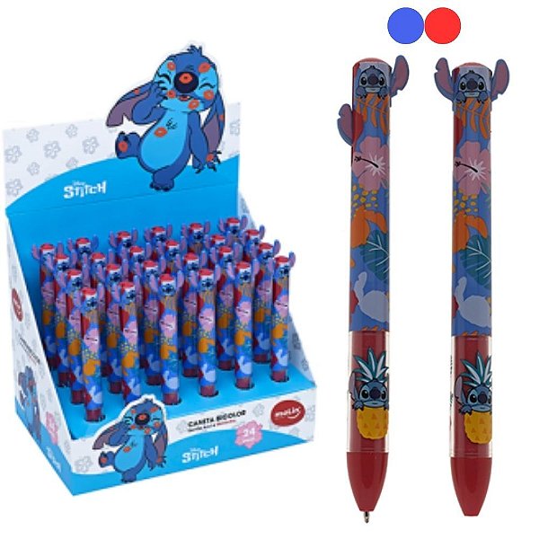 Caneta Bicolor Molin Retrátil 1.0mm 2 Cores Azul e Vermelha 1 und