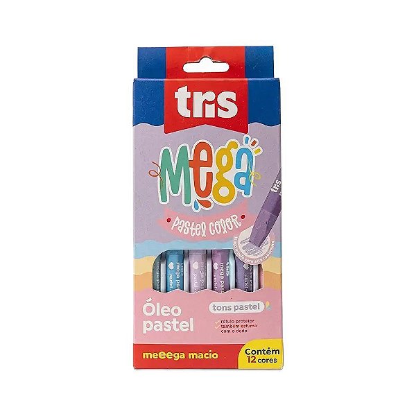 Óleo Pastel Mega Color - Tons Pastel - Conjunto C/12 Cores Tris