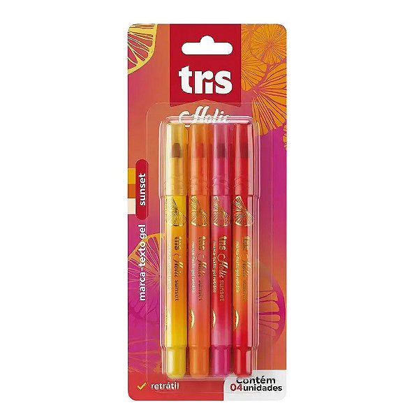 Marca-Texto Gel Holic Sunset - Cartela C/4 Cores - Tris Marcador para Bíblia, Livros e Textos