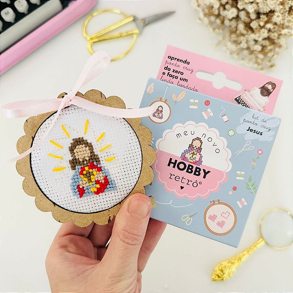 Kit de Ponto Cruz Meu Novo Hobby Retrô - Devocional Cristão Bordado Artesanal Decoração