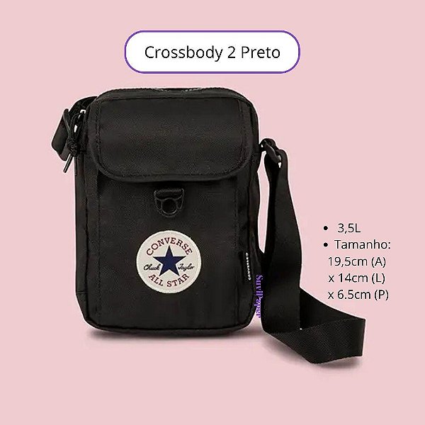 Bolsa Transversal Crossbody 2 Preto Converse All Star Chuck Taylor Bag