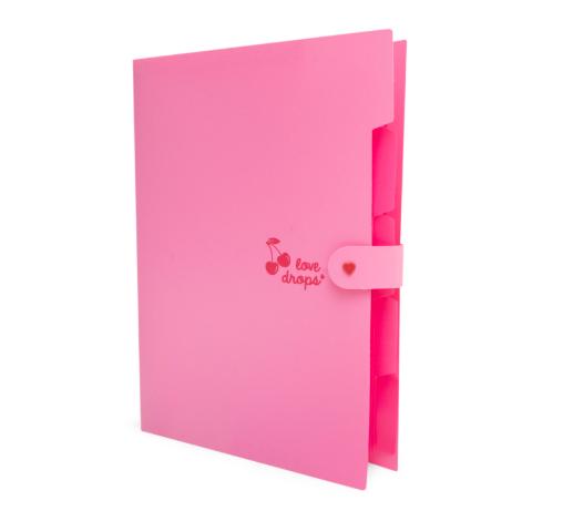 Pasta Sanfonada A4 com 5 Divisórias Rosa - Love Drops – Organização com charme