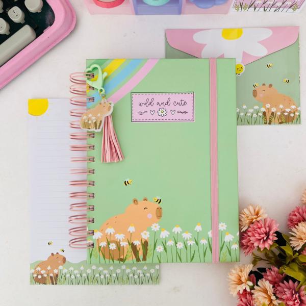 Caderno Wire O Reposicionável A5 Capivaras Buendia 100 Folhas Decoradas 120g