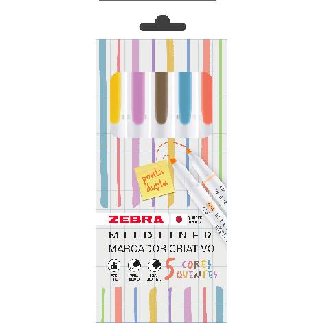 Caneta Marca Texto Mildliner TONS QUENTES – Estojo com 5 Cores