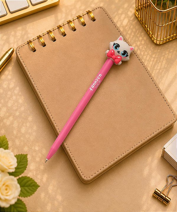 Caneta Esferográfica Cute Cat Fannpen NewPen 0.7mm Tinta Preta Perfumada