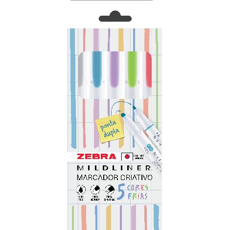 Caneta Marca Texto Mildliner TONS FRIOS – Estojo com 5 Cores