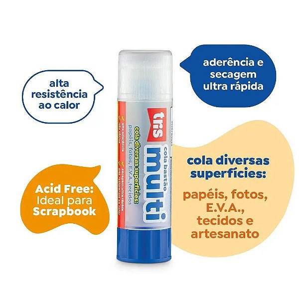 Cola Bastão Tris Multi 25g Escolar Artesanato Lavável Não Tóxica Und