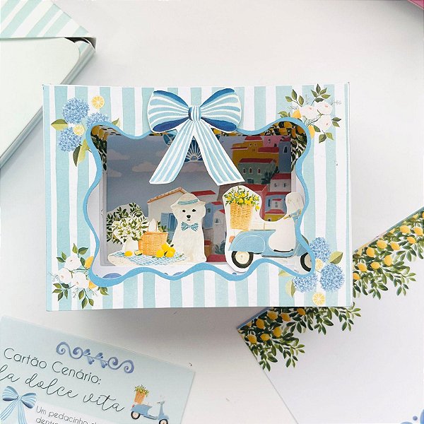 Cartão Cenário La Dolce Vita DIY Tunnel Book Buendía Cartão 3D para Montar e Presentear
