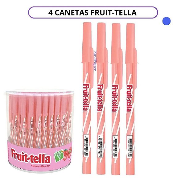 Kit 4 Canetas Esferográficas Fruit-Tella Compactor 0.7mm Tinta Azul