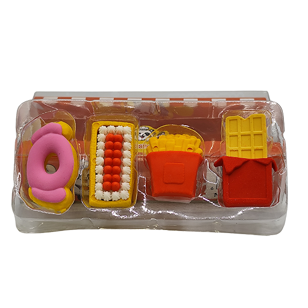 Borracha Para Lápis 4 Kit Com 4 Peças Escolar Criativa Food