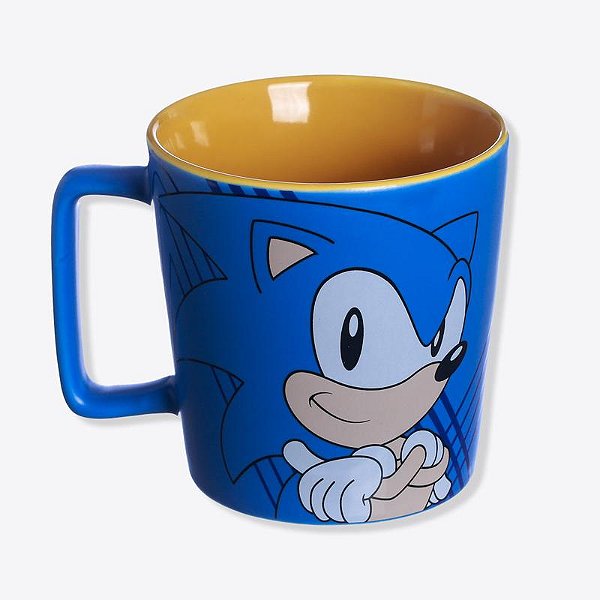Caneca Sonic Speed Buck 400ml Azul Cerâmica Menino