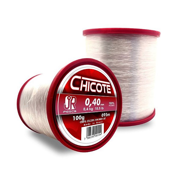 Linha Monofilamento Transparente Chicote - 0,40mm - 8,4kg - 18.5lbs - 695m - JrPesca