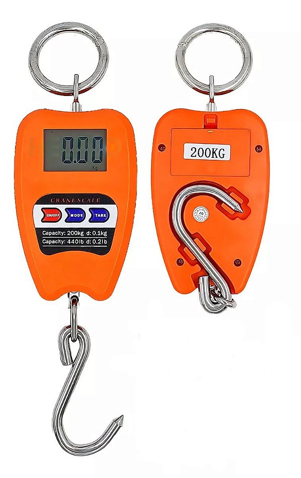 Balança de Pesca Digital LCD Mini Crane Scale - Até 200kg Alta Precisão - 2x AAA (inclusas) - Geevorks