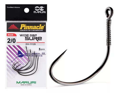 Anzol Wide Gap Sure KH-11129 - Nº 2/0 - Cartela c/ 5 Unidades - Pinnacle