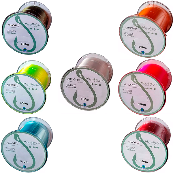 Linha Monofilamento Blindada 500m - 23lbs - 0,32mm - Armored MultiPesca Brasil