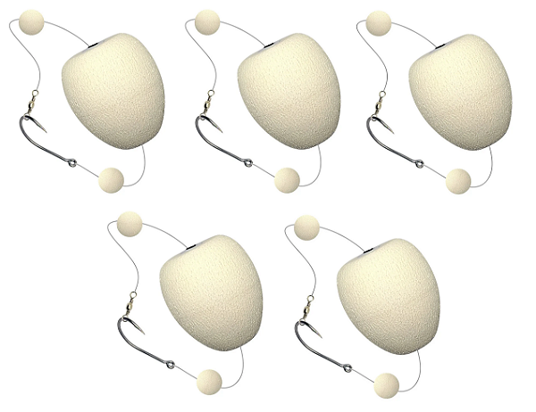 Kit C/ 5 Boia do Pão 10g EVA c/ Chicote Anzol Pacu 6/0 - JrPesca