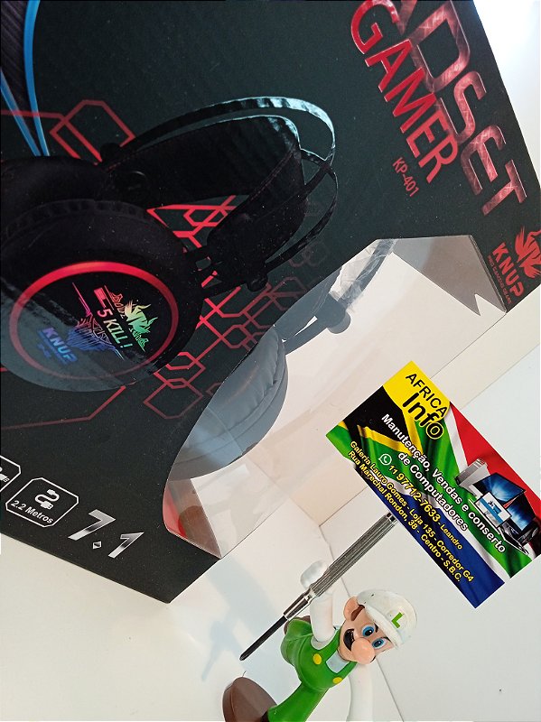 Fone De Ouvido Over-ear Gamer Knup Kp-401 Preto E Vermelho Com Luz Led