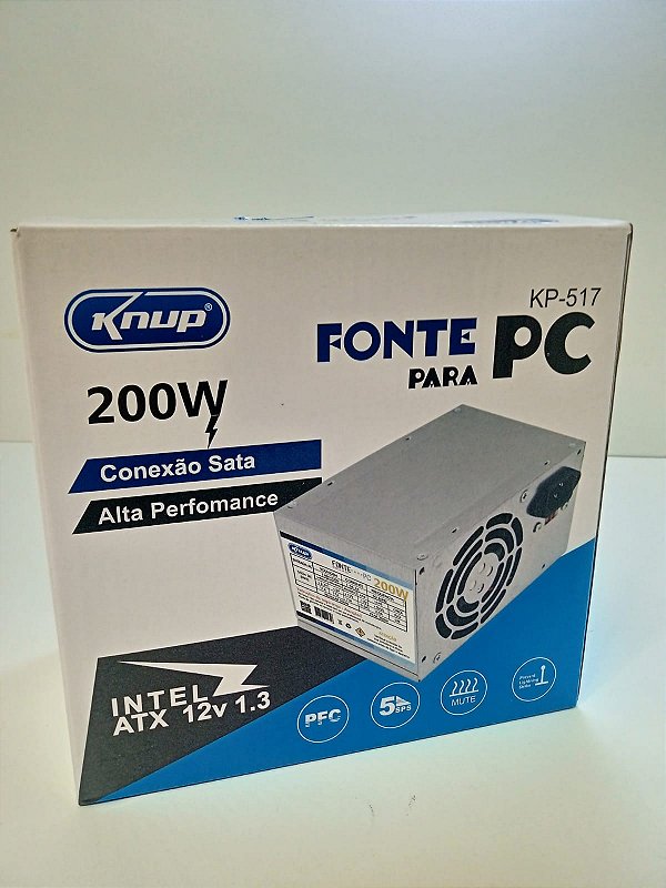 Fonte De Alimentação Para Pc Knup Kp-517 200w Prata