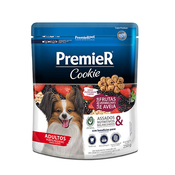Biscoito Premier Cookie para Cães Adultos Sabor Frutas Vermelhas e Aveia