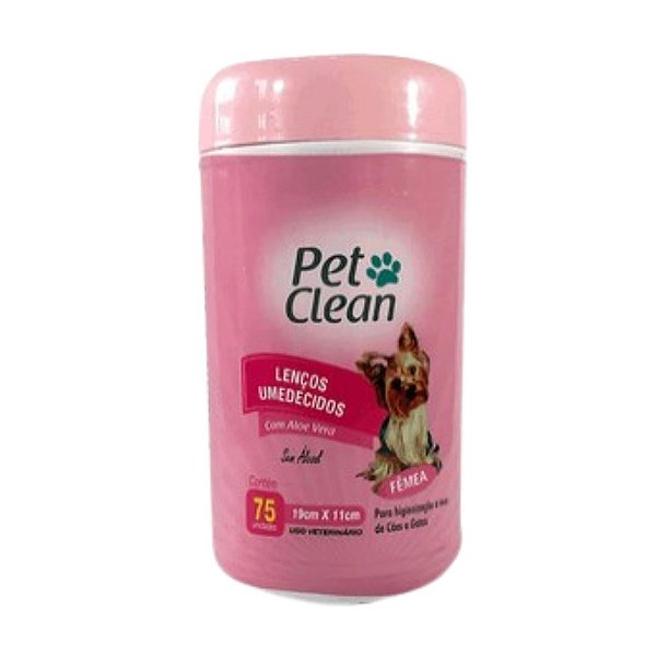 Lenços Umedecidos Fêmea Pet Clean para Cães e Gatos