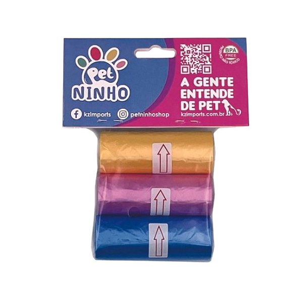 Pet Ninho - Saquinhos Cata Caca Refil Com 3 Rolos