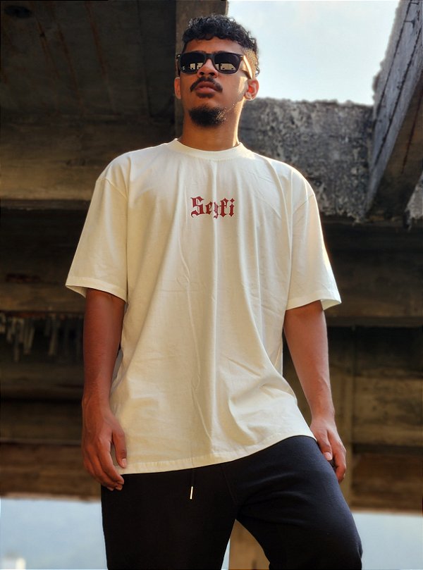 Camiseta Oversized Estampa LOGO 1 - Off White