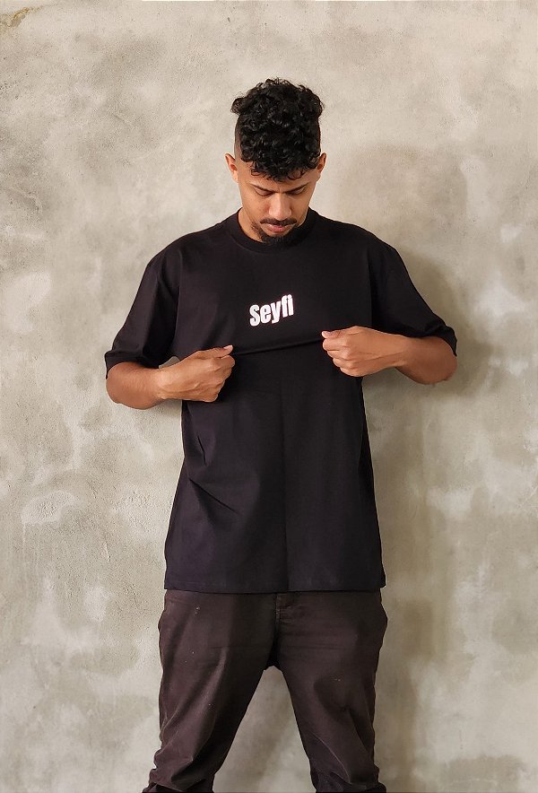 Camiseta Oversized Estampa LOGO 2 - Preto
