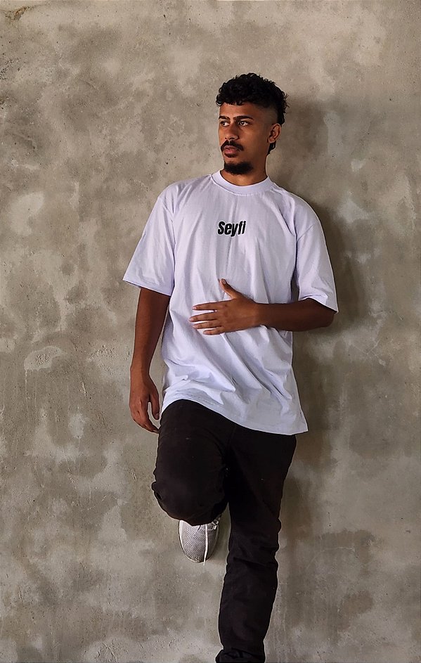 Camiseta Oversized Estampa LOGO 2 - Branco