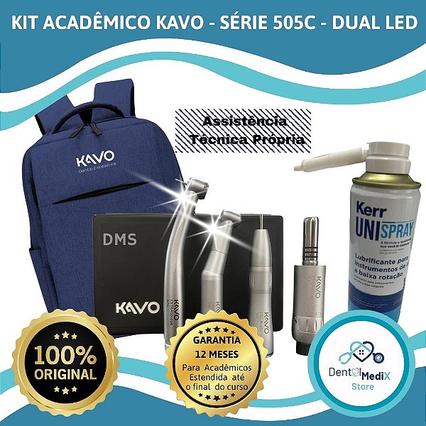 KIT ACADÊMICO ODONTOLÓGICO KAVO SÉRIE 500 DUAL LED COM MOCHILA  SPRAY