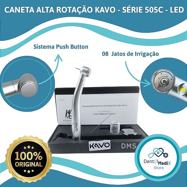 CANETA ALTA ROTAÇÃO KAVO - EXTRA TORQUE SÉRIE 505C COM LED PEÇA DE MÃO
