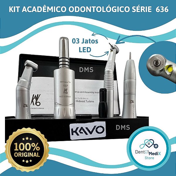 KIT ACADEMICO ODONTOLOGICO KAVO SÉRIE 636 CP COM LED - IRRIGAÇÃO INTERNA E PUSH BUTTON