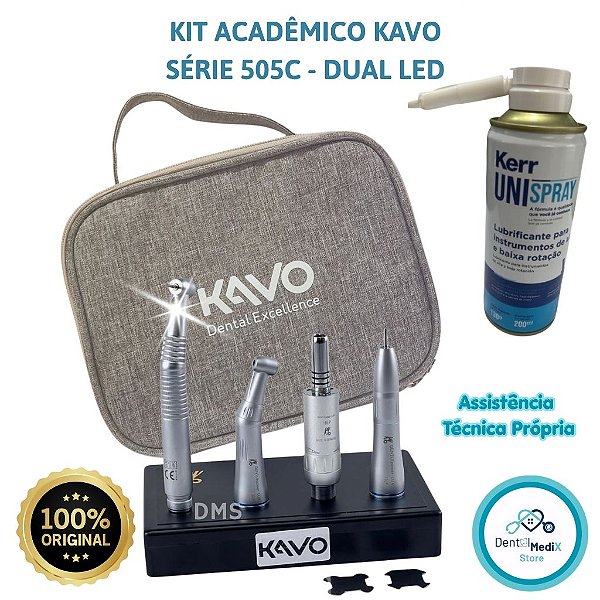 KIT ACADEMICO ODONTOLOGICO KAVO SÉRIE 636 CP LED + BOLSA E SPRAY KERR