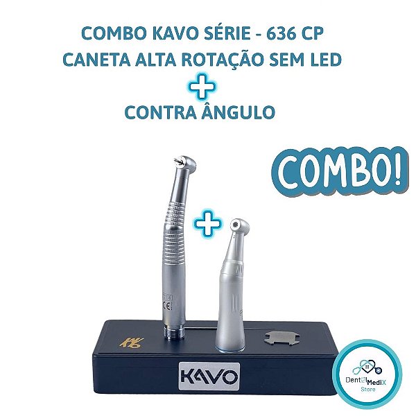 Combo Kavo 636 Caneta Alta Rotação LED e Contra Ângulo 1:1