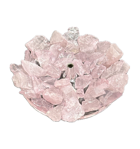 Incensário de Cristal Quartzo Rosa - Amor e Calmante