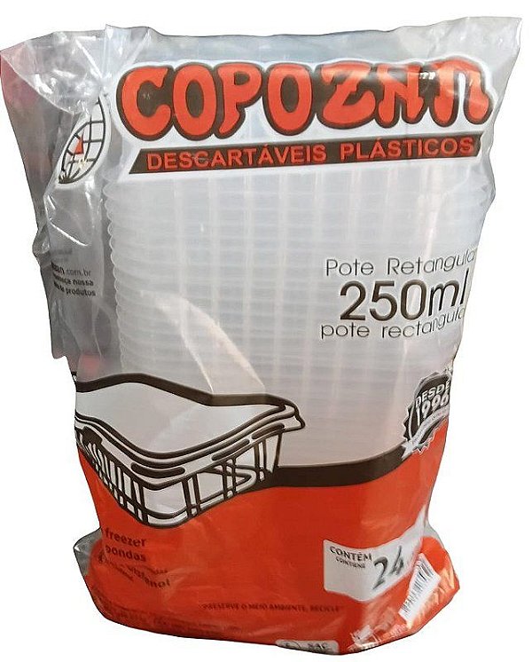 Pote Retangular 250 Ml Frezer e Microondas