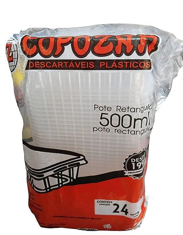 Pote Retangular 500ml Frezer e Microondas