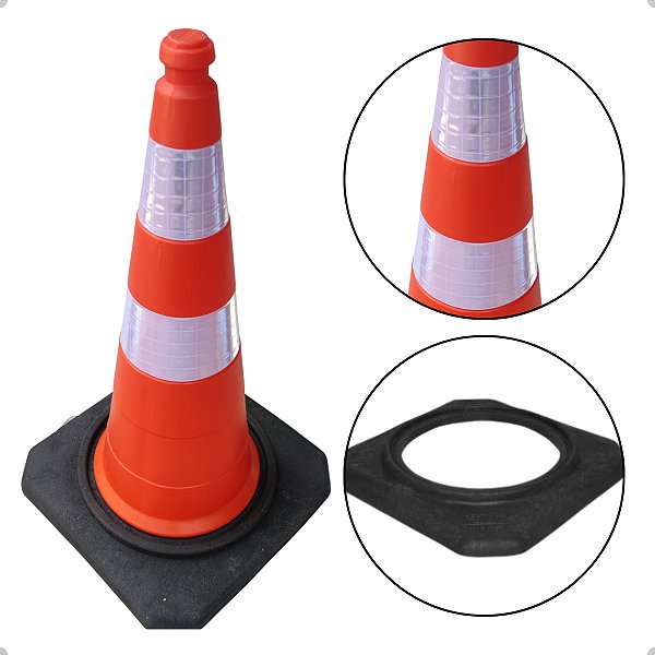 Cone Sinalização 75cm Base Borracha 4kg