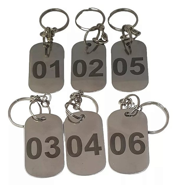 Chaveiro Inox Numerado Retangular