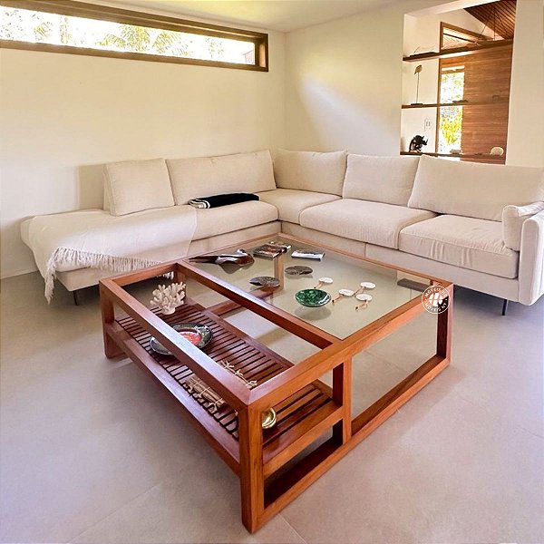 Mesa de Centro Com Vidro