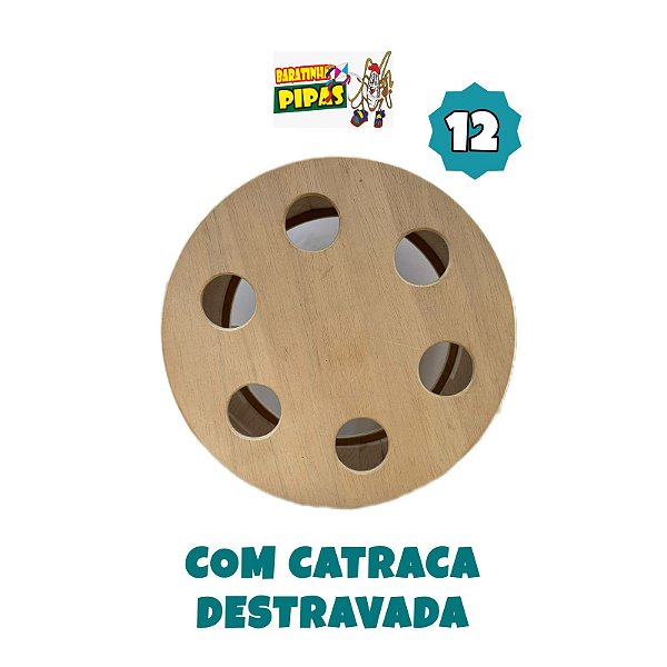 Carretilha de madeira crua com catraca destravada 12 polegadas (30 cm)