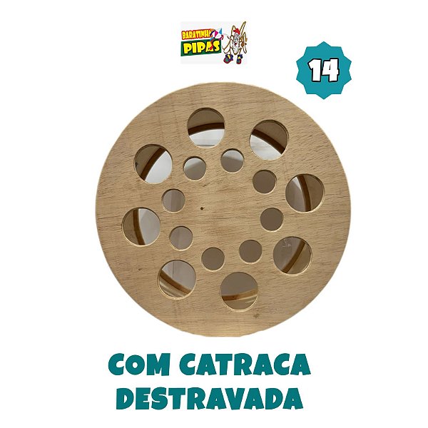 Carretilha de madeira crua com catraca destravada 14 polegadas (34 cm)