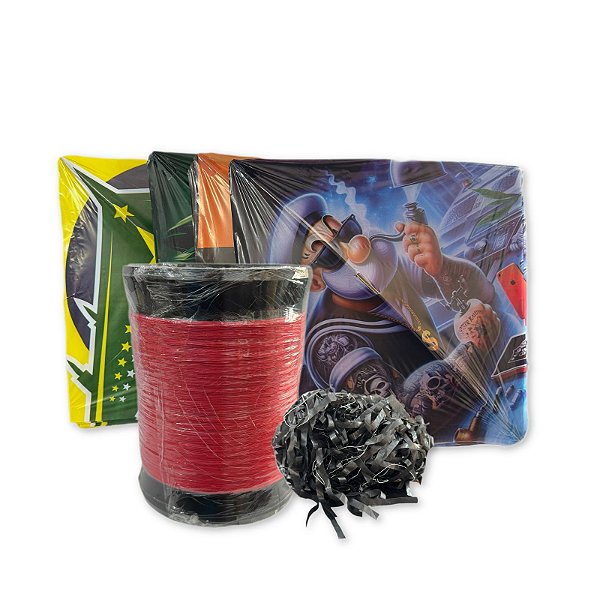 Kit Pacote de Flechinha pequena plástico 35x35 + Rabiola 100 metros + Lata com 1000 jardas de linha vera cruz.