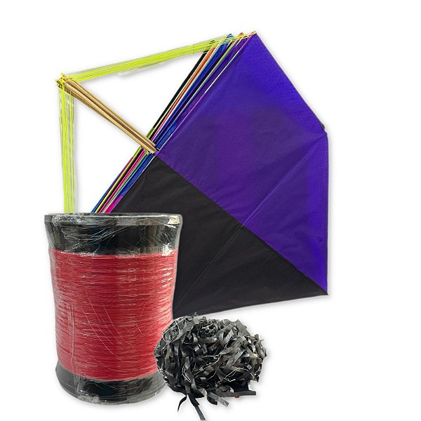 Kit Pacote de pipa mucha 55 cm + Rabiola 100 metros + Lata com 1000 jardas de linha vera cruz.