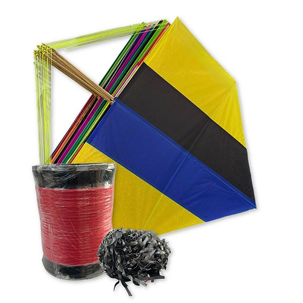 Kit Pacote de pipa mucha 60 cm + Rabiola 100 metros + Lata com 1000 jardas de linha vera cruz.