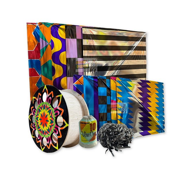 Kit Pacote de Flechinha média laminada 40x40 + Rabiola 100 metros + Carretilha de madeira 12 polegadas + Linha 1000 jardas vera cruz.