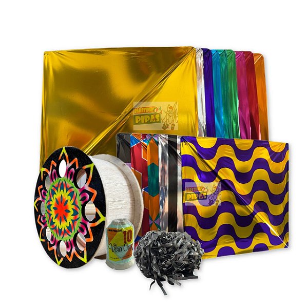 Kit Pacote Flechinha pequena laminada + Rabiola 100 metros + Carretilha de madeira 12 polegadas + Linha 1000 jardas vera cruz.