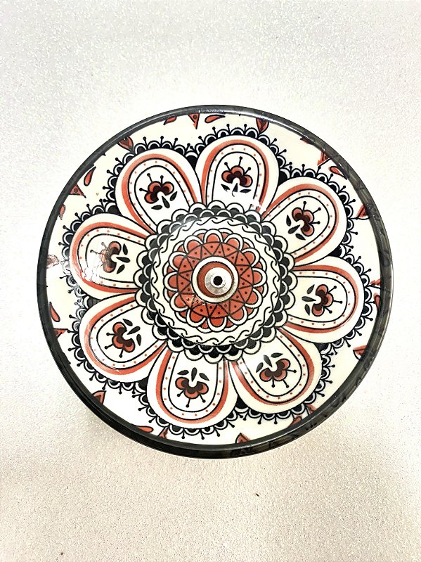 Incensário de Porcelana - Vermelho com Preto