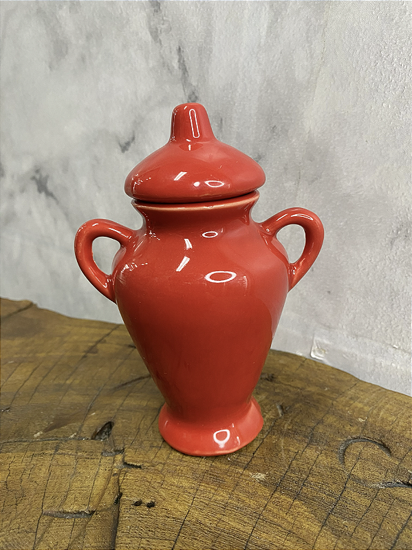 Quartinha de porcelana Com Asa - 13cm - Vermelha