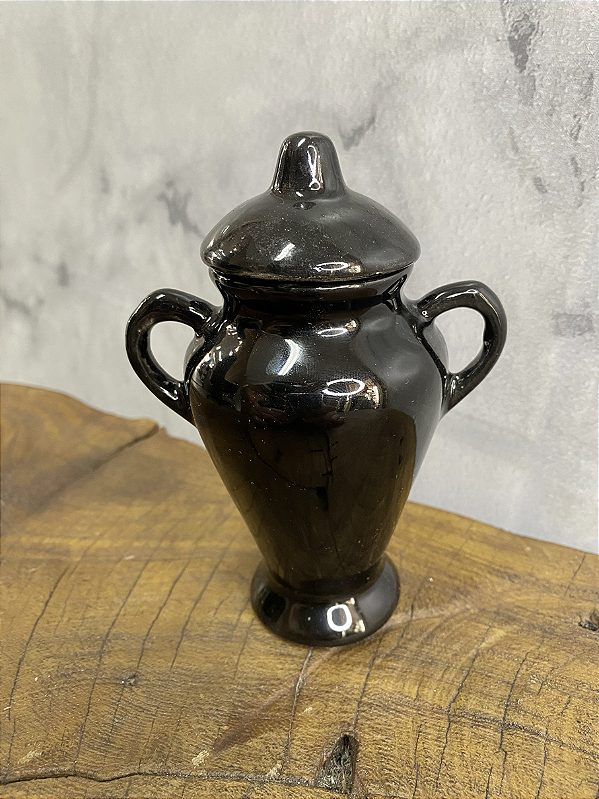 Quartinha de porcelana Com Asa - 13cm - Preta