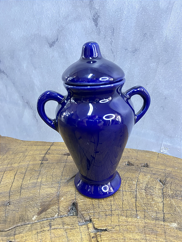 Quartinha de porcelana Com Asa - 13cm - Azul Escuro